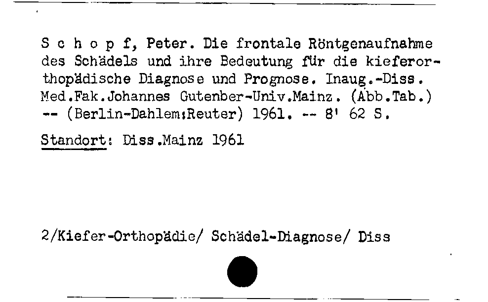 [Katalogkarte Dissertationenkatalog bis 1980]