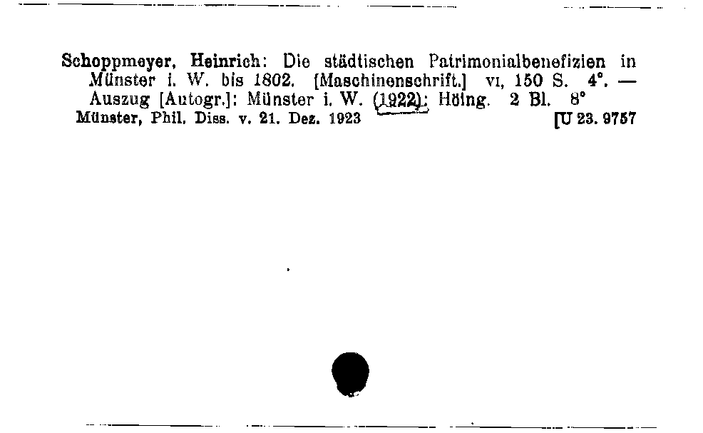 [Katalogkarte Dissertationenkatalog bis 1980]