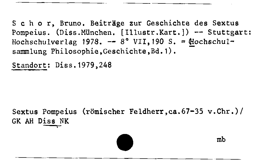 [Katalogkarte Dissertationenkatalog bis 1980]