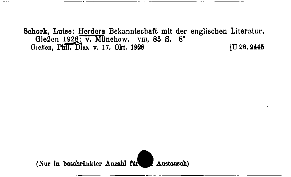 [Katalogkarte Dissertationenkatalog bis 1980]