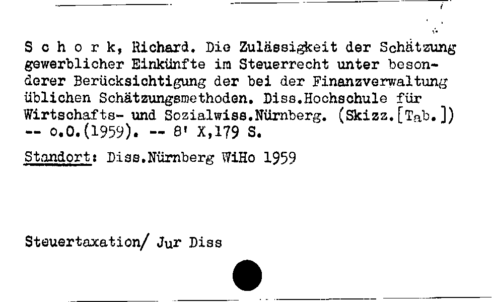 [Katalogkarte Dissertationenkatalog bis 1980]