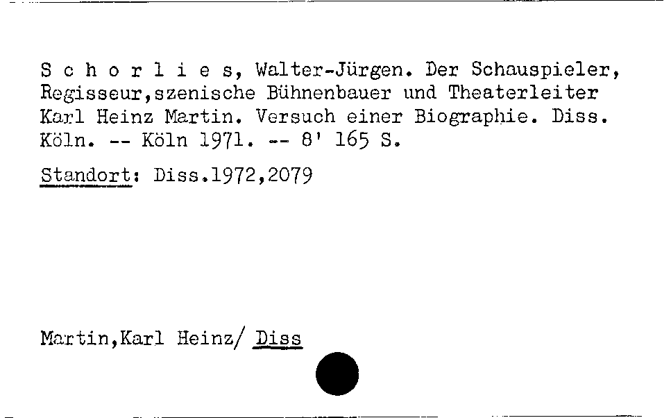 [Katalogkarte Dissertationenkatalog bis 1980]