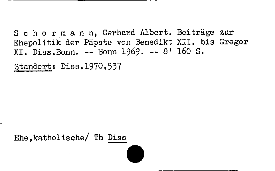 [Katalogkarte Dissertationenkatalog bis 1980]