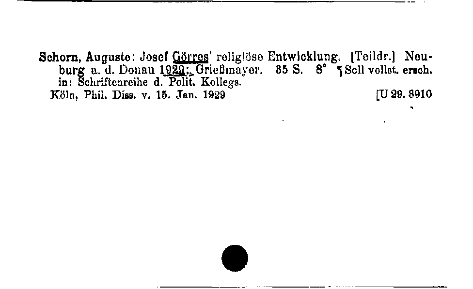 [Katalogkarte Dissertationenkatalog bis 1980]