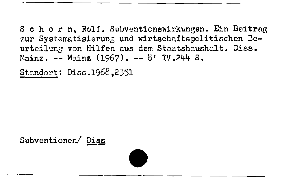 [Katalogkarte Dissertationenkatalog bis 1980]