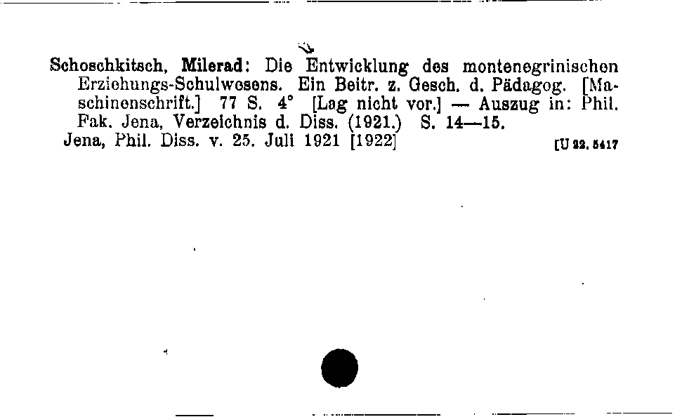 [Katalogkarte Dissertationenkatalog bis 1980]