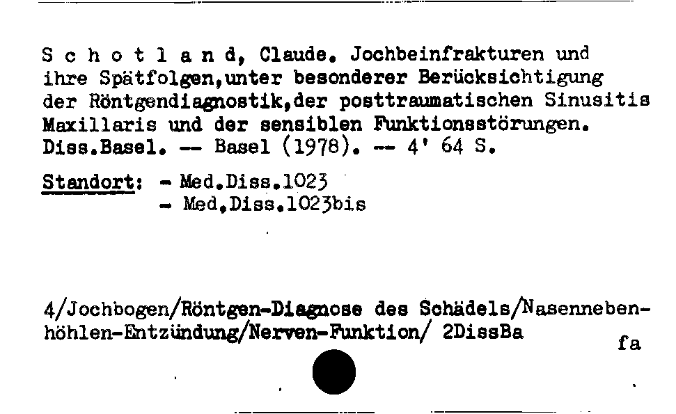 [Katalogkarte Dissertationenkatalog bis 1980]