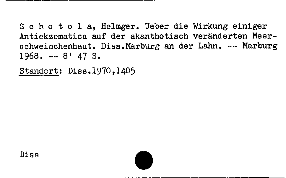 [Katalogkarte Dissertationenkatalog bis 1980]