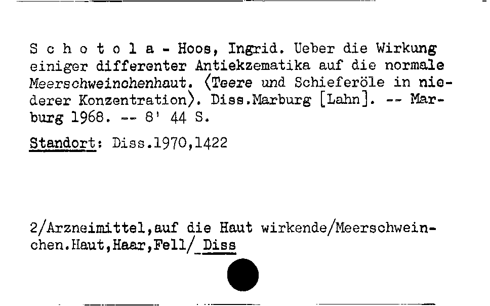 [Katalogkarte Dissertationenkatalog bis 1980]