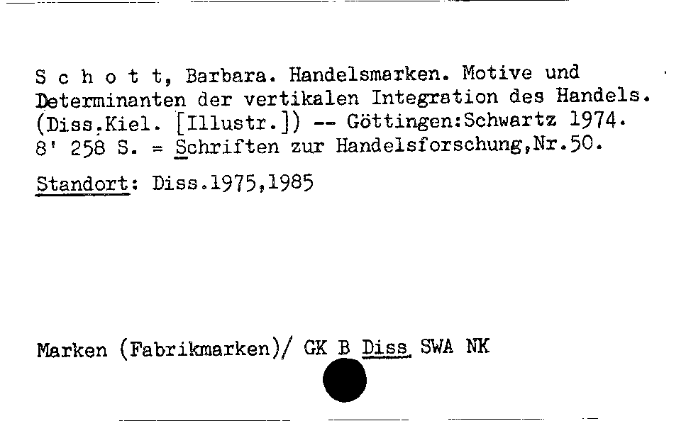 [Katalogkarte Dissertationenkatalog bis 1980]