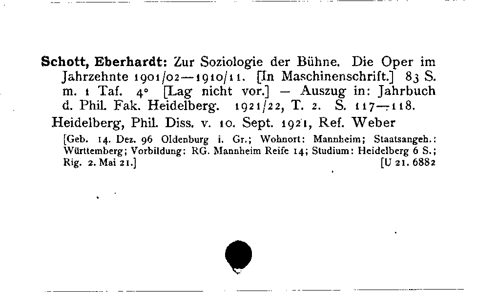 [Katalogkarte Dissertationenkatalog bis 1980]