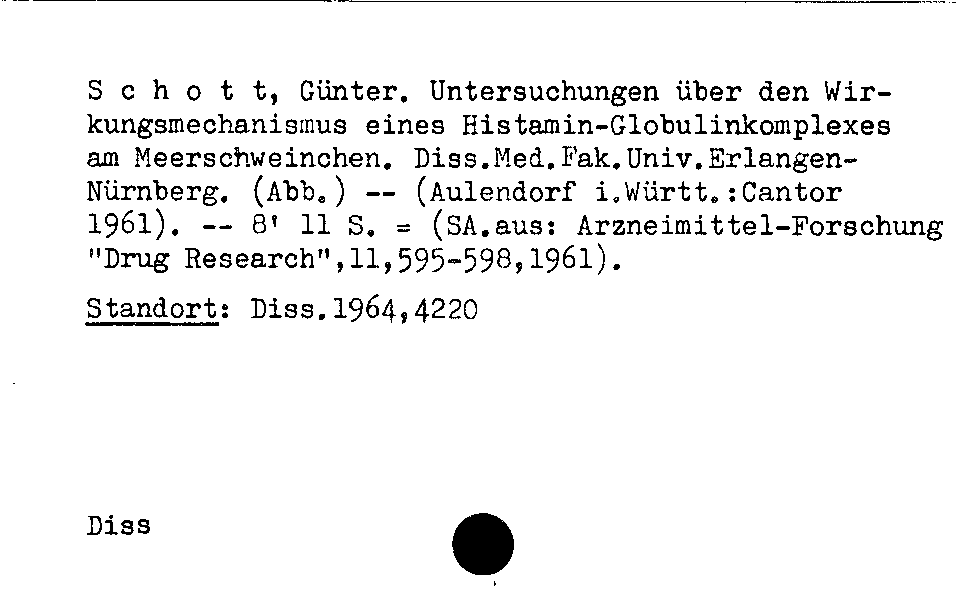 [Katalogkarte Dissertationenkatalog bis 1980]