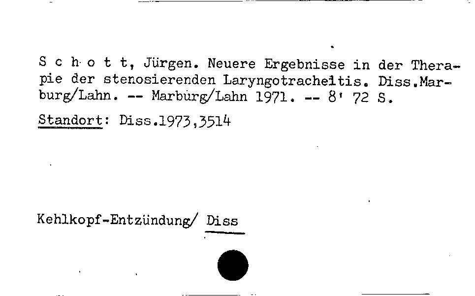 [Katalogkarte Dissertationenkatalog bis 1980]