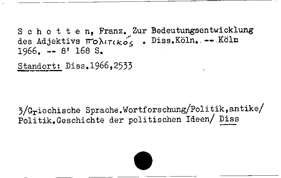 [Katalogkarte Dissertationenkatalog bis 1980]