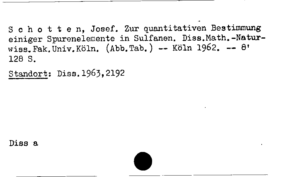 [Katalogkarte Dissertationenkatalog bis 1980]