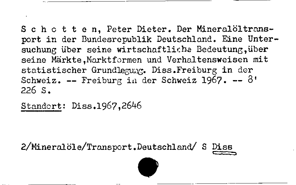 [Katalogkarte Dissertationenkatalog bis 1980]