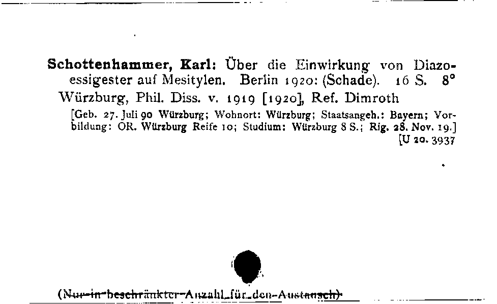 [Katalogkarte Dissertationenkatalog bis 1980]