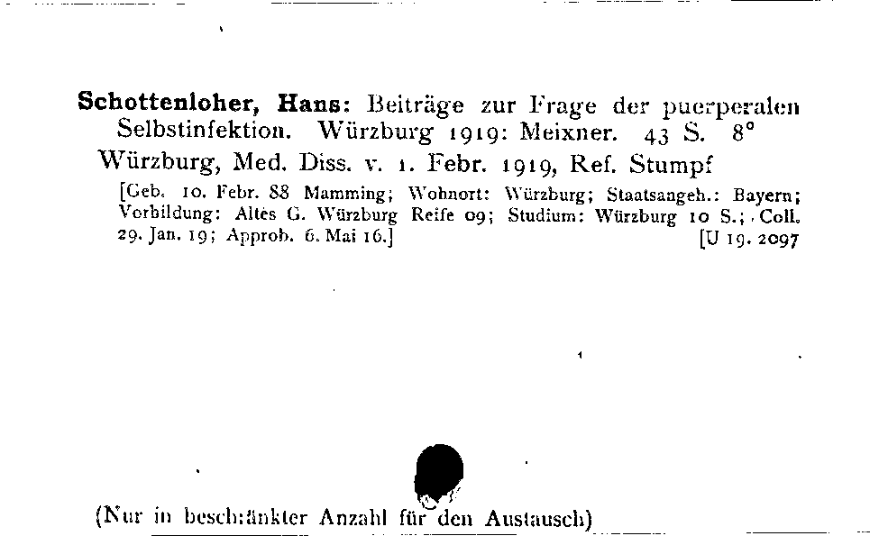 [Katalogkarte Dissertationenkatalog bis 1980]