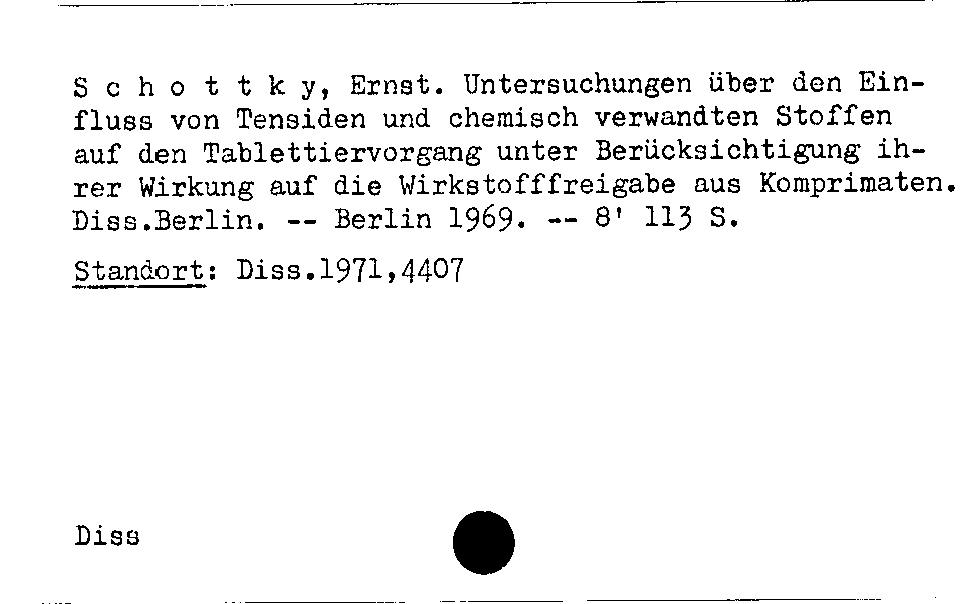 [Katalogkarte Dissertationenkatalog bis 1980]