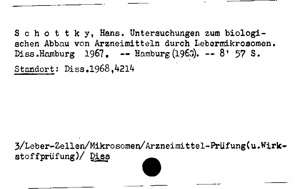 [Katalogkarte Dissertationenkatalog bis 1980]