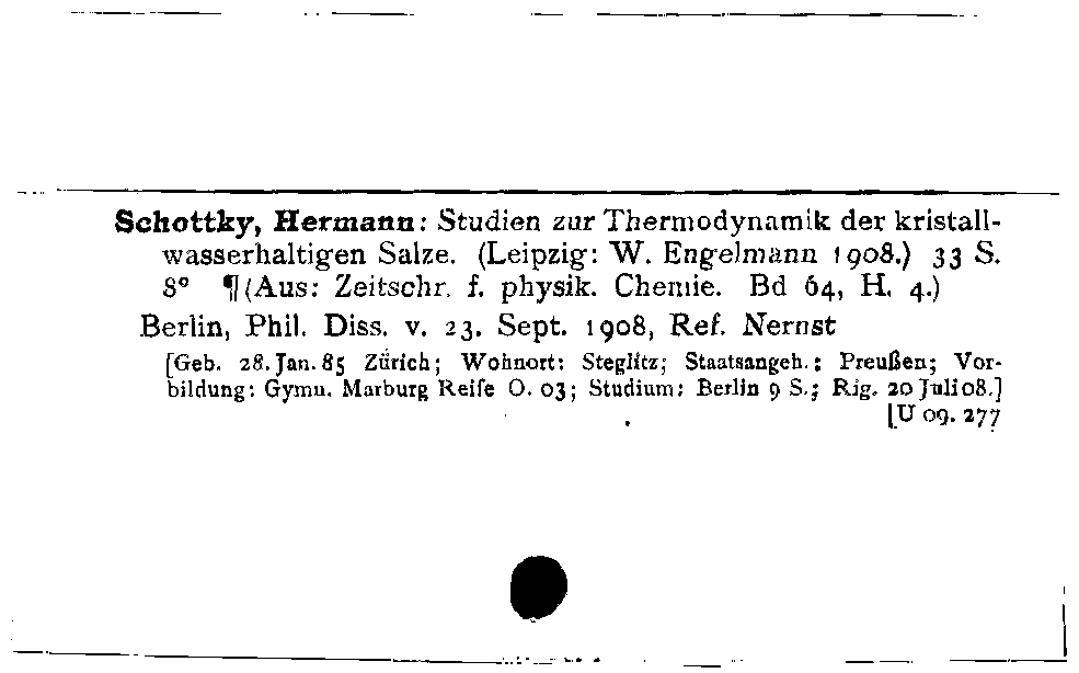 [Katalogkarte Dissertationenkatalog bis 1980]