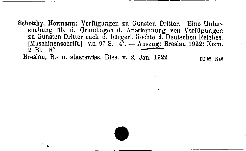 [Katalogkarte Dissertationenkatalog bis 1980]