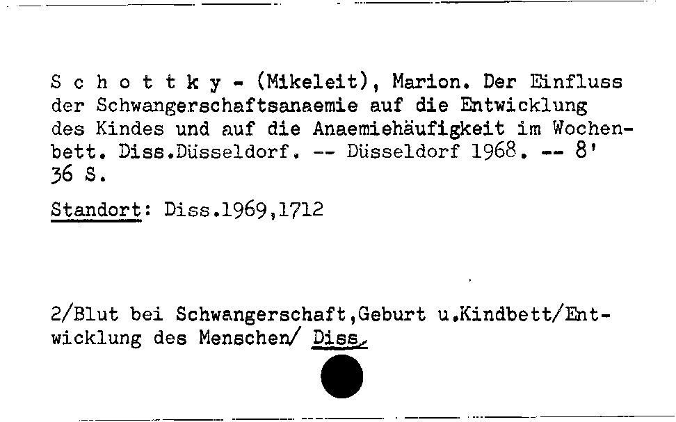 [Katalogkarte Dissertationenkatalog bis 1980]