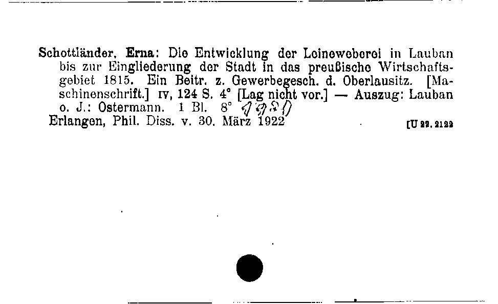 [Katalogkarte Dissertationenkatalog bis 1980]