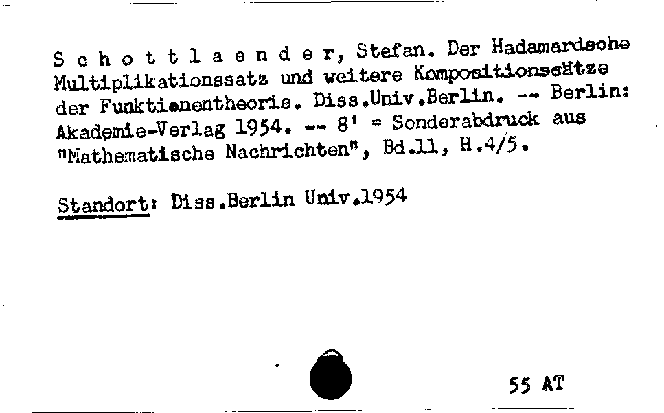 [Katalogkarte Dissertationenkatalog bis 1980]