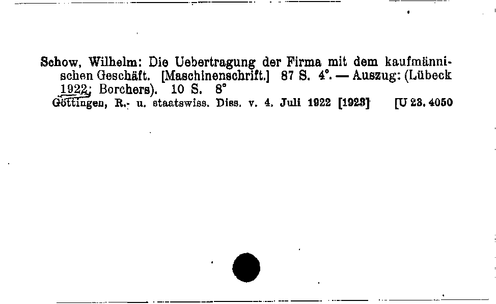 [Katalogkarte Dissertationenkatalog bis 1980]