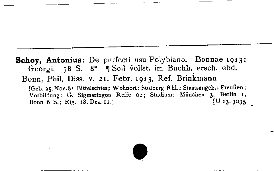 [Katalogkarte Dissertationenkatalog bis 1980]