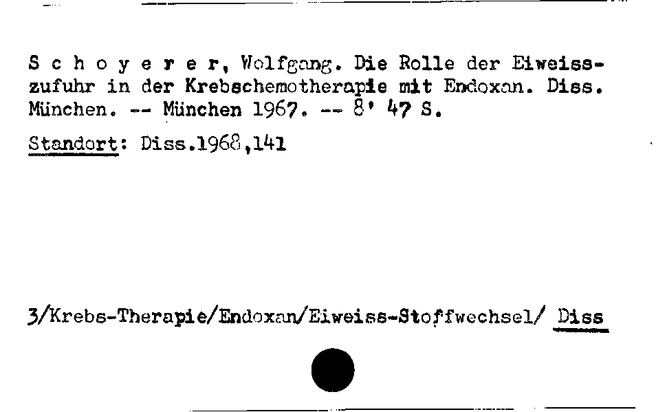 [Katalogkarte Dissertationenkatalog bis 1980]