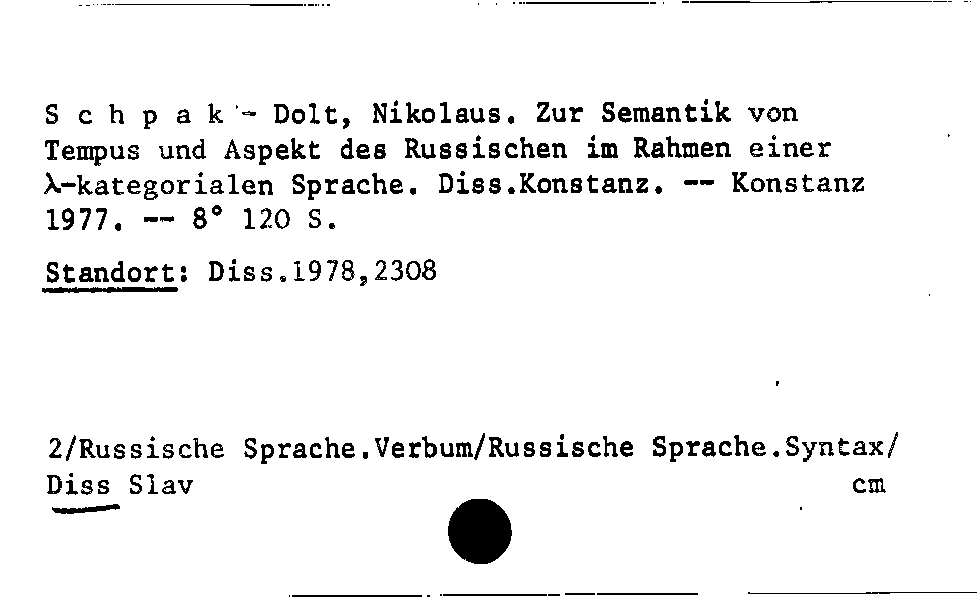 [Katalogkarte Dissertationenkatalog bis 1980]