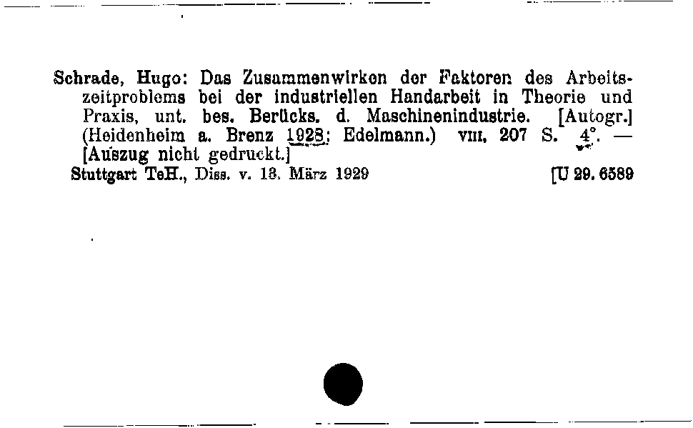 [Katalogkarte Dissertationenkatalog bis 1980]