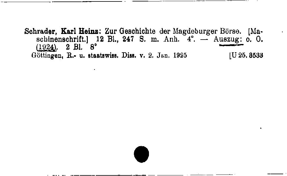 [Katalogkarte Dissertationenkatalog bis 1980]