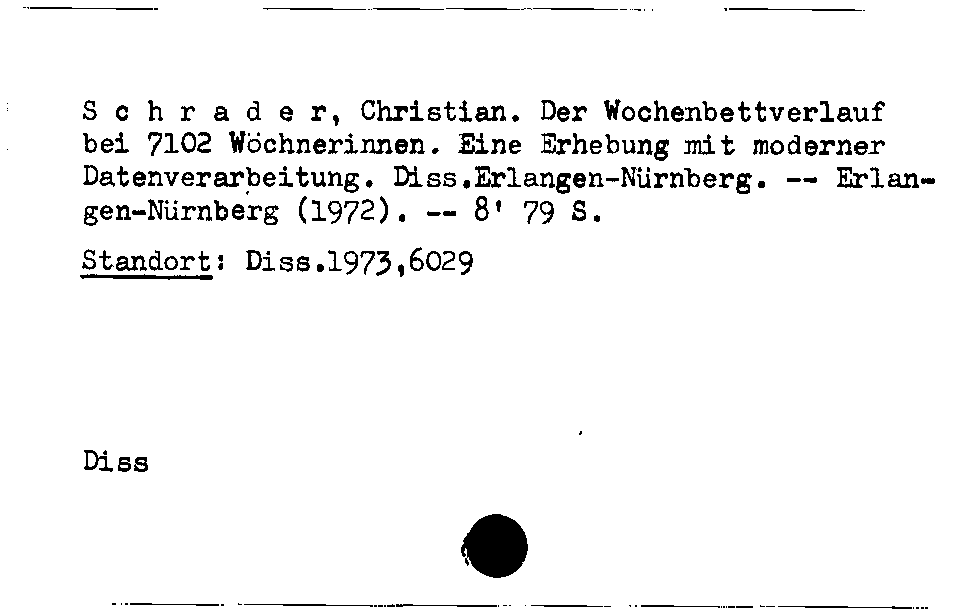 [Katalogkarte Dissertationenkatalog bis 1980]