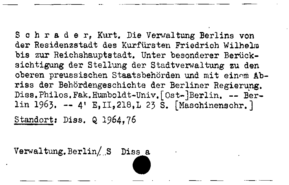 [Katalogkarte Dissertationenkatalog bis 1980]