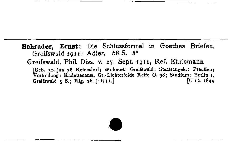 [Katalogkarte Dissertationenkatalog bis 1980]