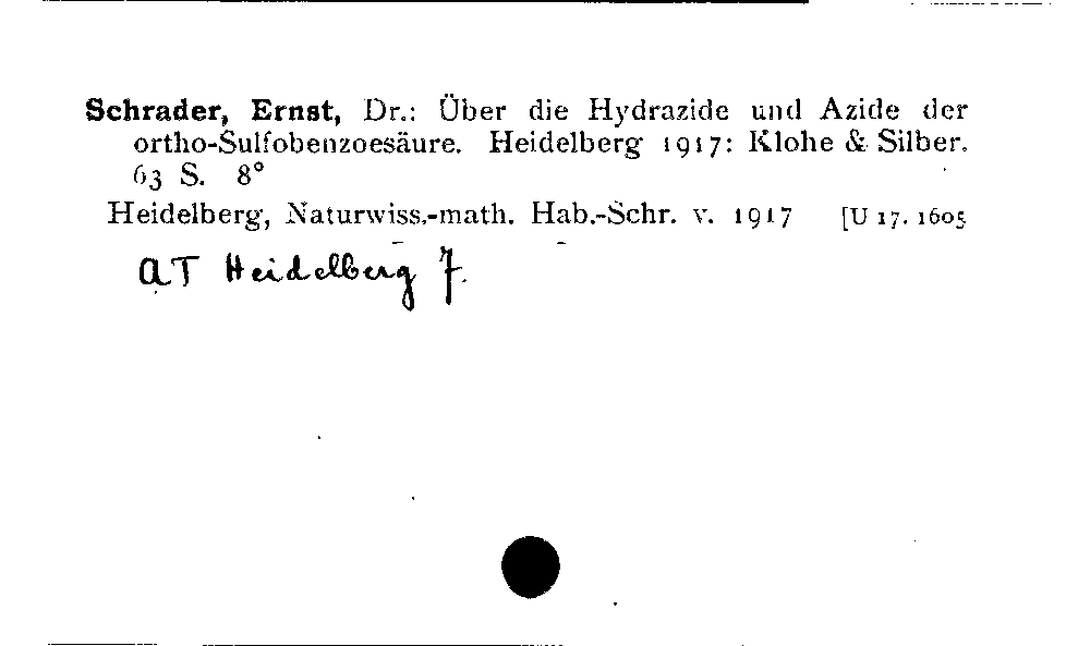 [Katalogkarte Dissertationenkatalog bis 1980]