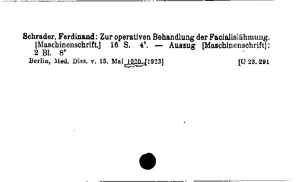 [Katalogkarte Dissertationenkatalog bis 1980]