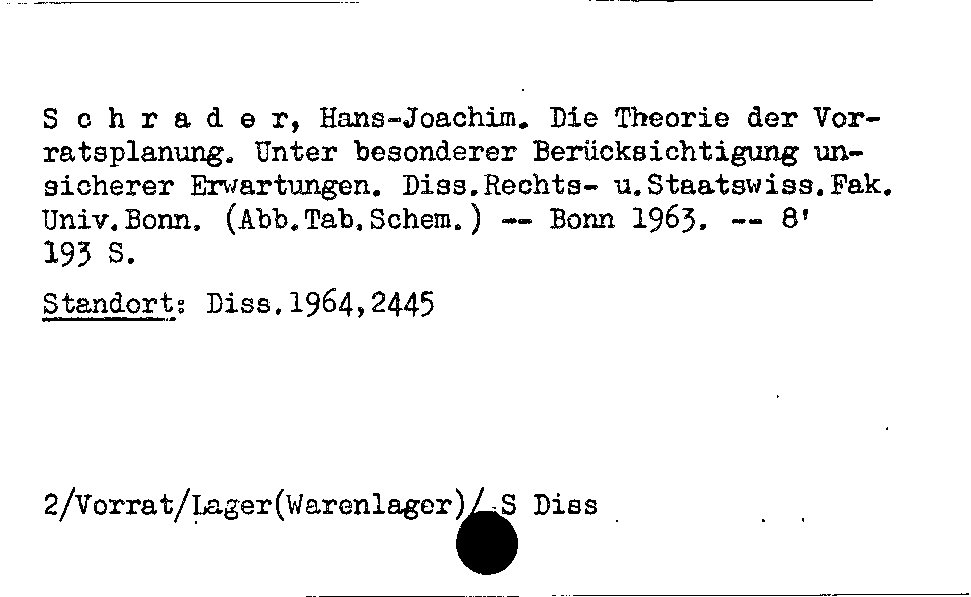 [Katalogkarte Dissertationenkatalog bis 1980]