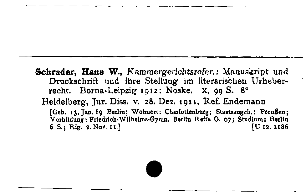 [Katalogkarte Dissertationenkatalog bis 1980]