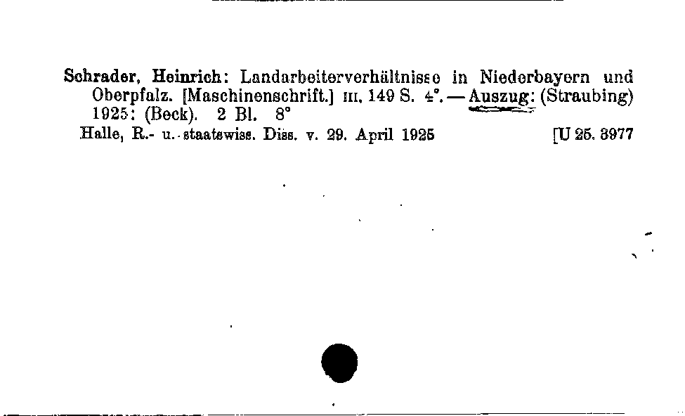 [Katalogkarte Dissertationenkatalog bis 1980]