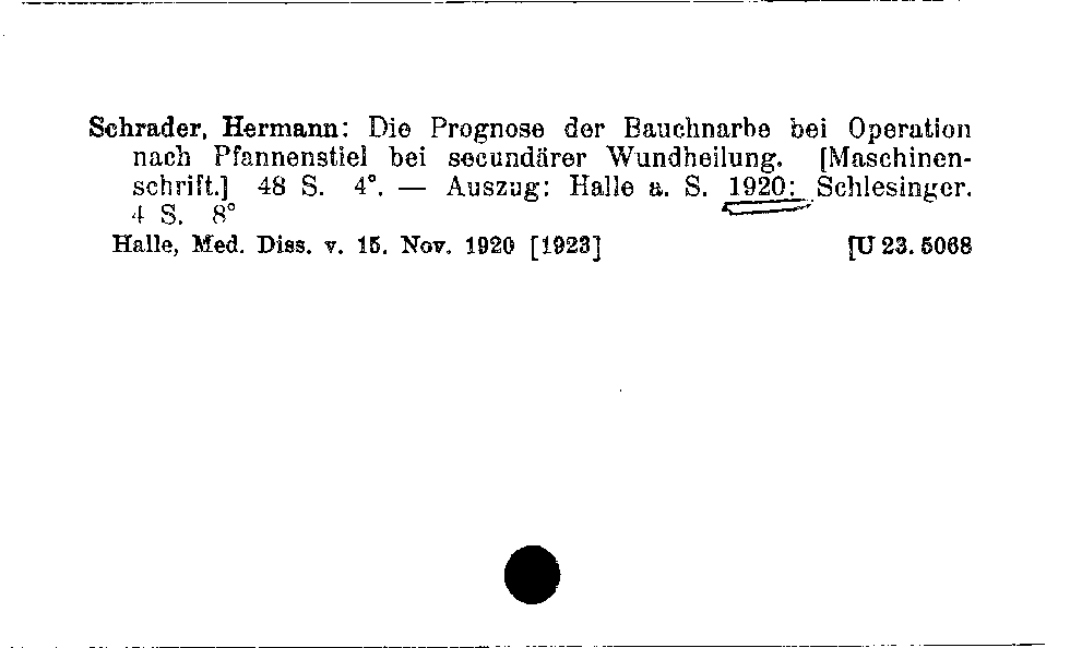 [Katalogkarte Dissertationenkatalog bis 1980]