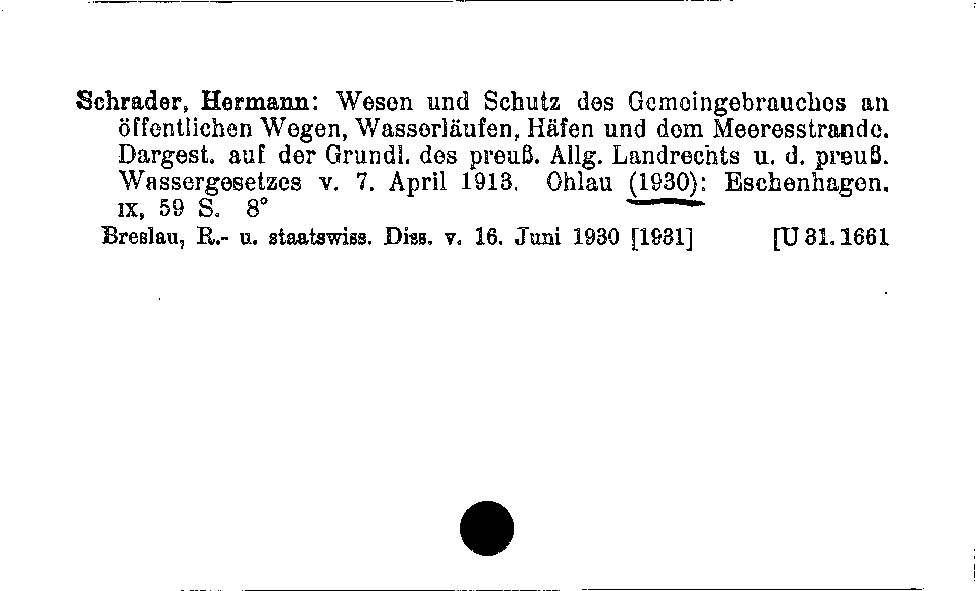 [Katalogkarte Dissertationenkatalog bis 1980]