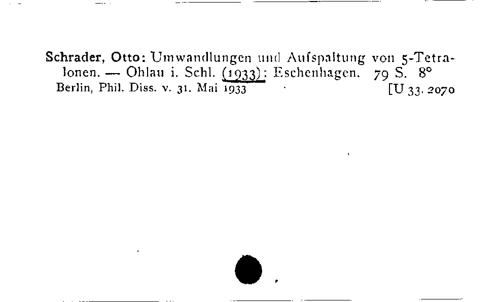 [Katalogkarte Dissertationenkatalog bis 1980]