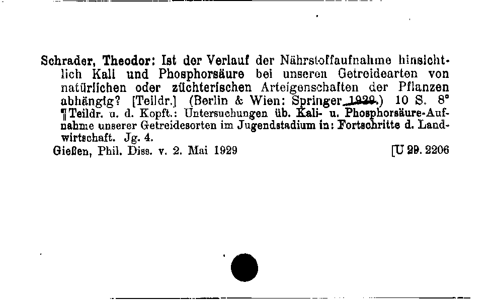 [Katalogkarte Dissertationenkatalog bis 1980]