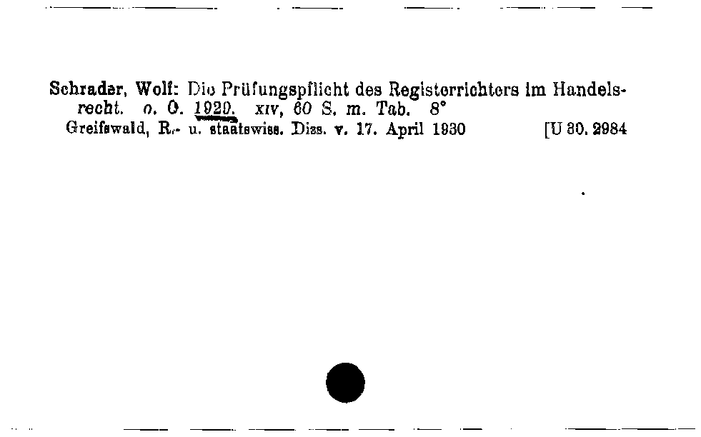 [Katalogkarte Dissertationenkatalog bis 1980]