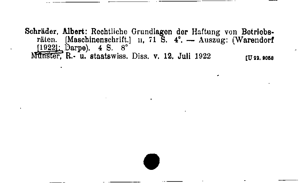 [Katalogkarte Dissertationenkatalog bis 1980]