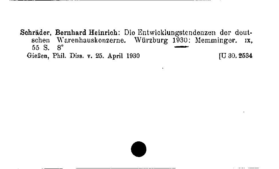 [Katalogkarte Dissertationenkatalog bis 1980]